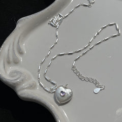 S925 Silver Baroque Pearl Heart Necklace