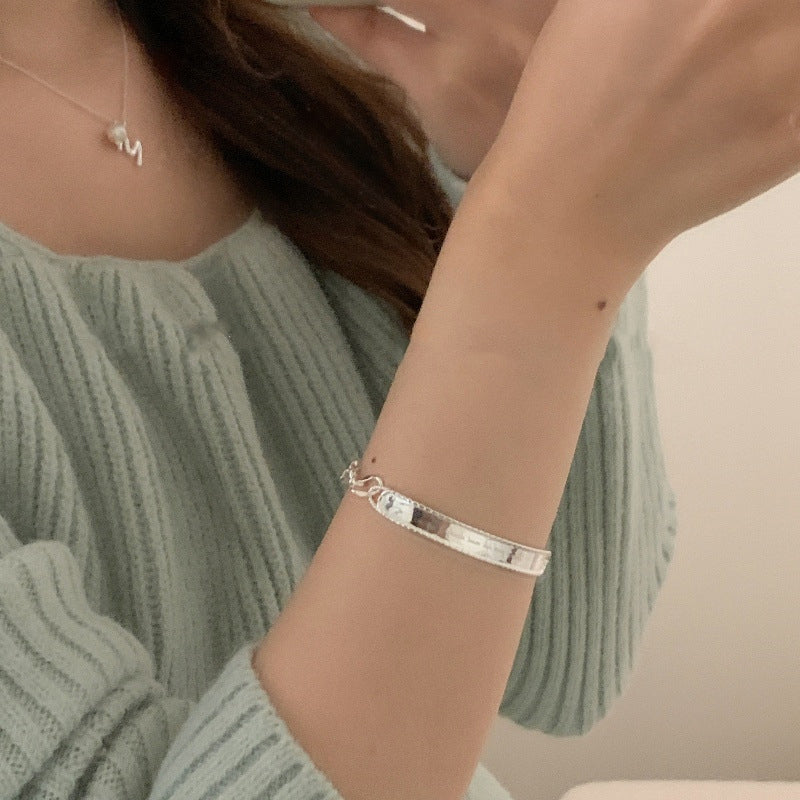 S925 Silver Bar English Letter Bracelet