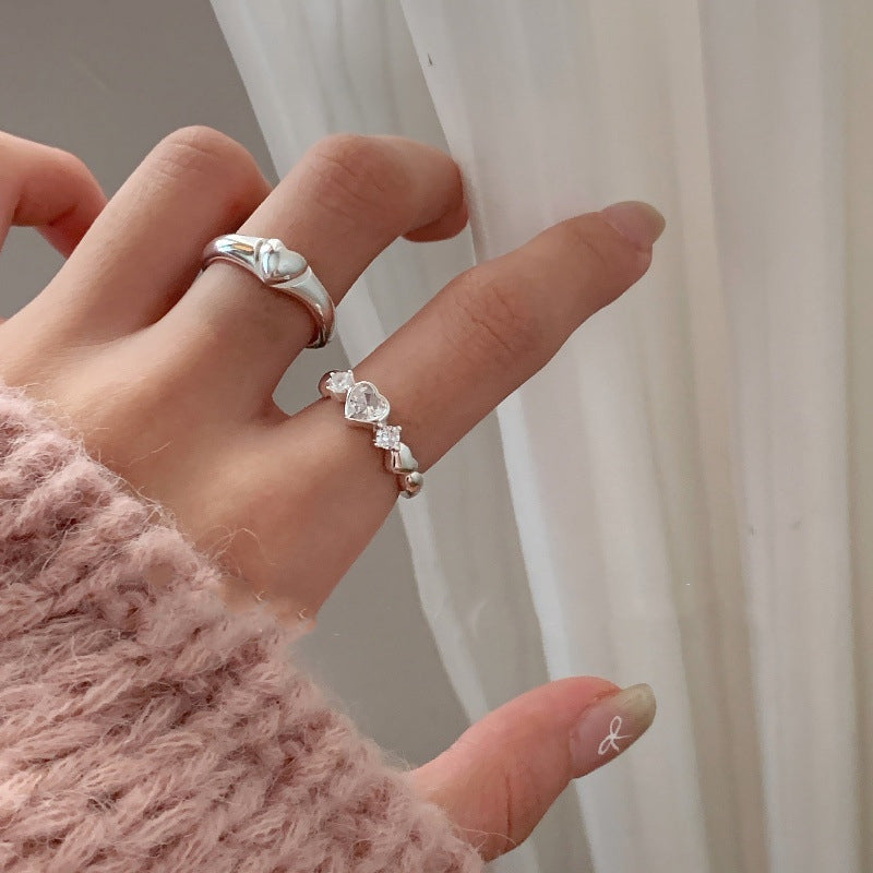 S925 Silver Heart Zirconia Ring