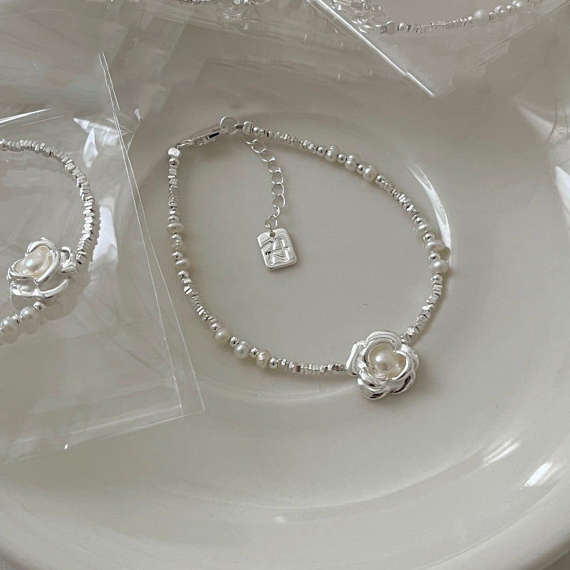 S925 Silver Camellia Pearl Bracelet