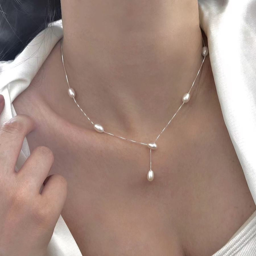 S925 Silver Natural Freshwater Pearl Necklace