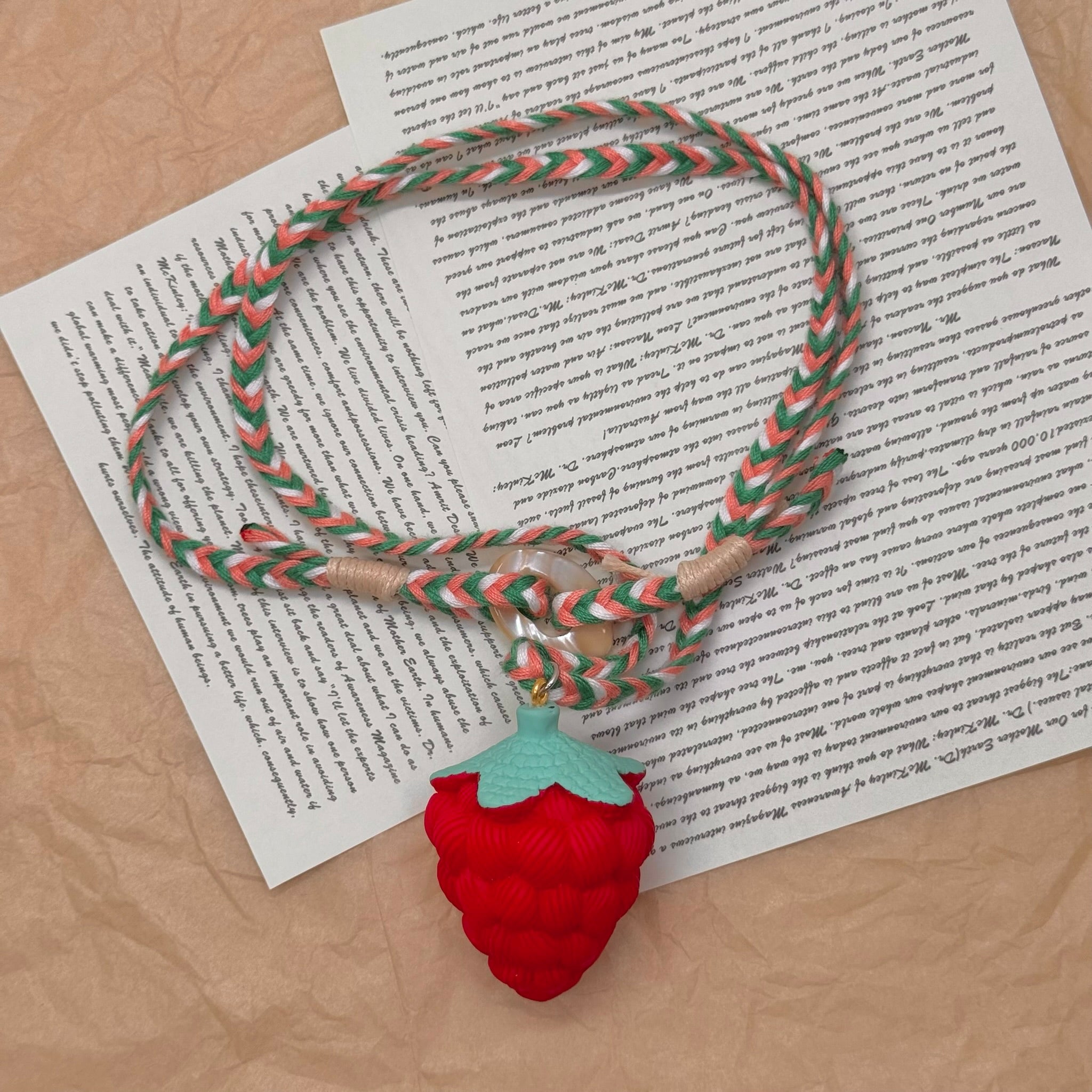 Handcrafted Strawberry Adjustable Long Necklace