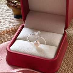 Bow Freshwater Pearl Drop Ring