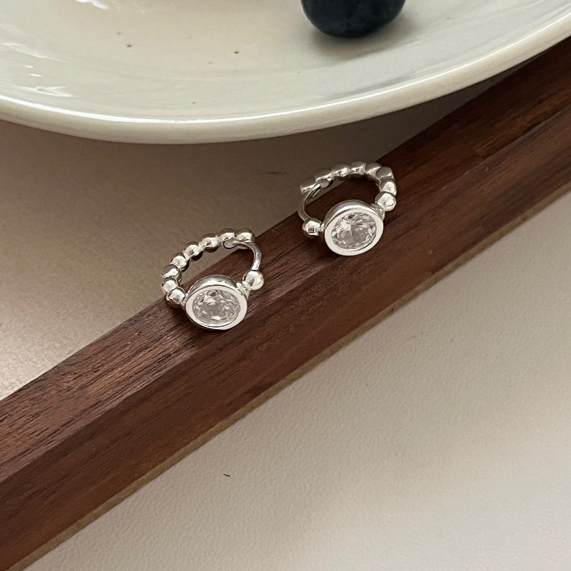 S925 Silver Minimalist Zircon Hoop Earrings