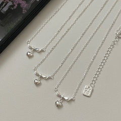 S925 Sterling Silver Bow & Heart Pendant Necklace