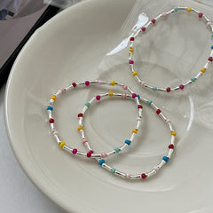S925 Silver Colorful Opal Bamboo Link Stretch Bracelet