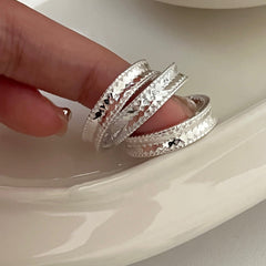 S925 Silver Sequin Patchwork Ring