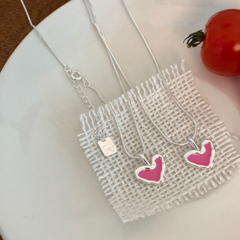 S925 Silver Heart Resin Minimalist Necklace