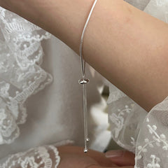 S925 Sterling Silver Minimalist Snake Chain Slider Bracelet