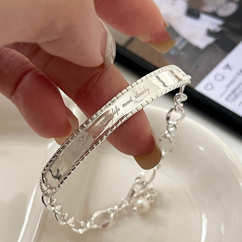 S925 Silver Bar English Letter Bracelet