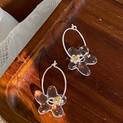 Dewdrop Bloom · Petite Floral Silver Hoops