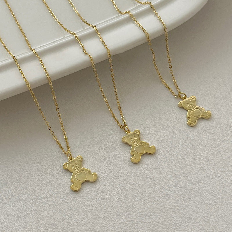 S925 Sterling Silver Gold-Tone Bear Necklace