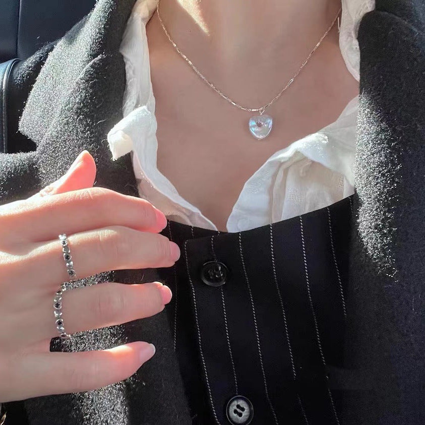 S925 Silver Baroque Pearl Heart Necklace