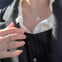 S925 Silver Baroque Pearl Heart Necklace