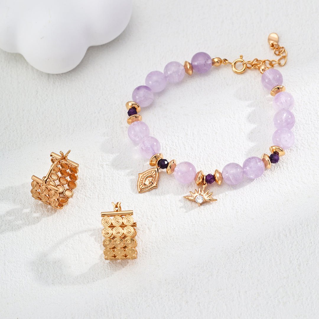 S925 Silver Gold-Plated Lavender Amethyst Zircon Bracelet