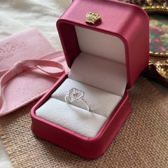 S925 Sterling Silver Vertical Stripe Open Heart Ring