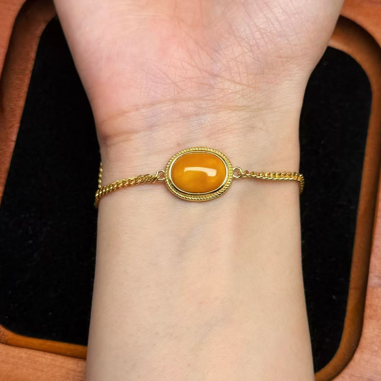 18k Gold Plated Sterling Silver Amber Bracelet