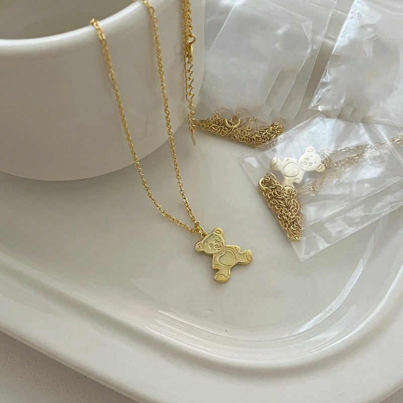 S925 Sterling Silver Gold-Tone Bear Necklace