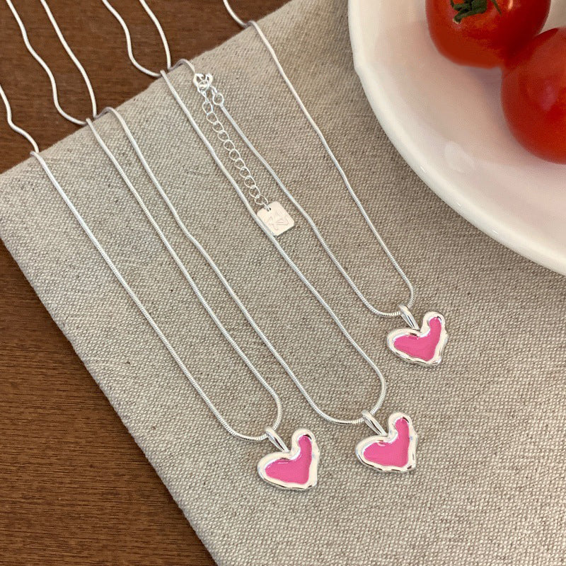 S925 Silver Heart Resin Minimalist Necklace