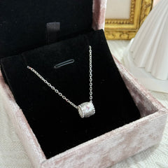 Blush Reverie · Pink Zircon Drum Pendant