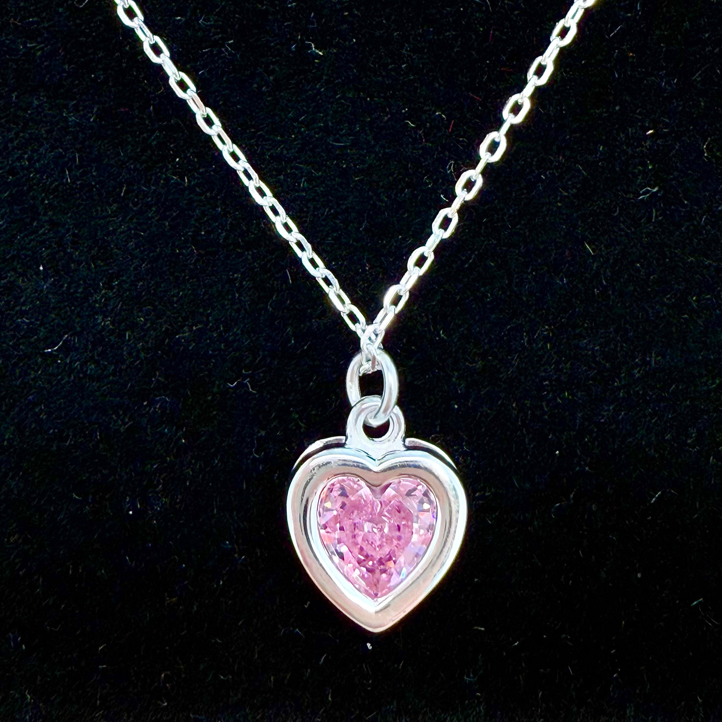 S925 Sterling Silver Heart Zircon Necklace