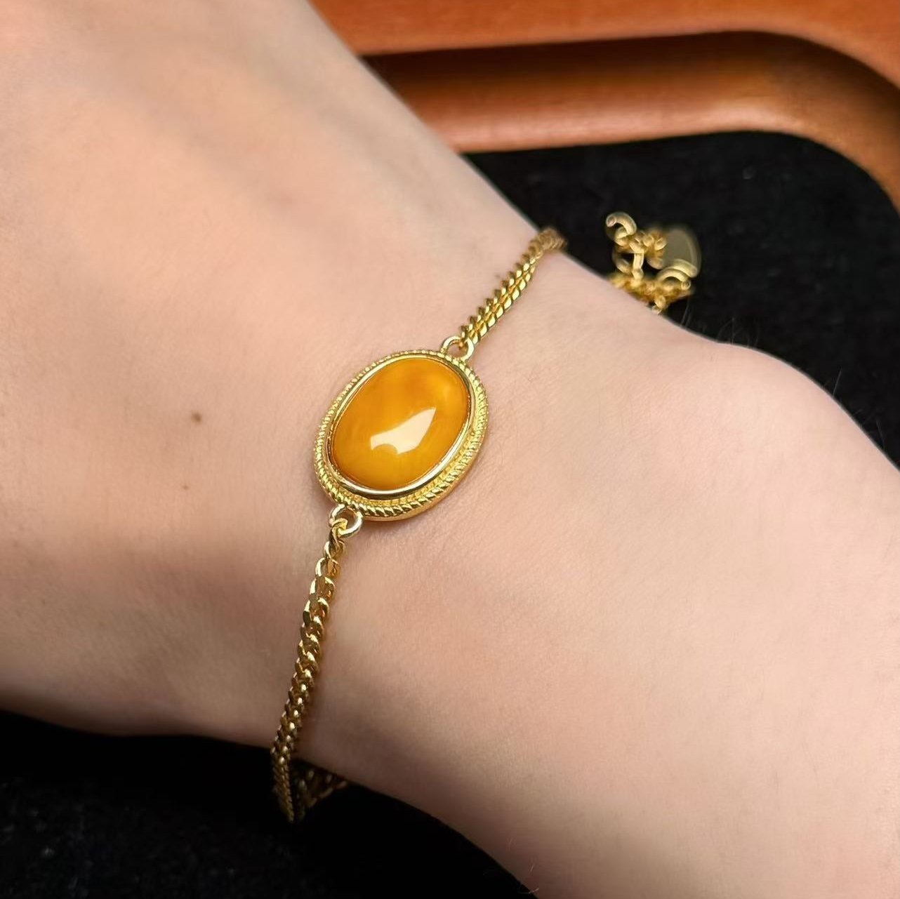 18k Gold Plated Sterling Silver Amber Bracelet