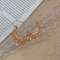 S925 Silver Gold-Tone Crescent Moon Boho Earrings