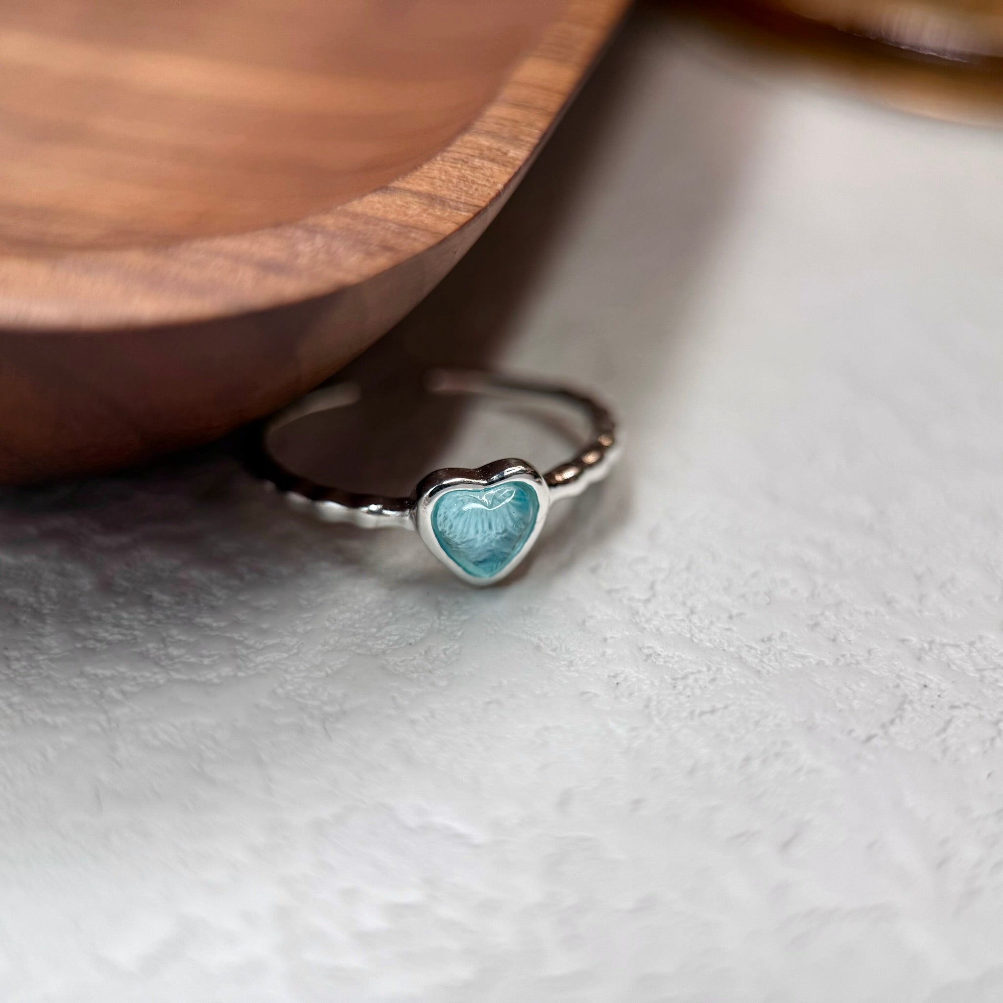Aquamarine Heart Ring in S925 Silver