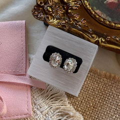 Sparkling Oval Zircon Stud Earrings