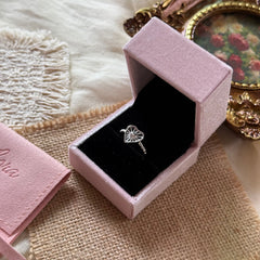 S925 Sterling Silver Vertical Stripe Open Heart Ring