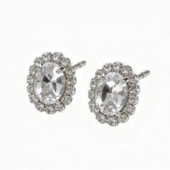 Sparkling Oval Zircon Stud Earrings