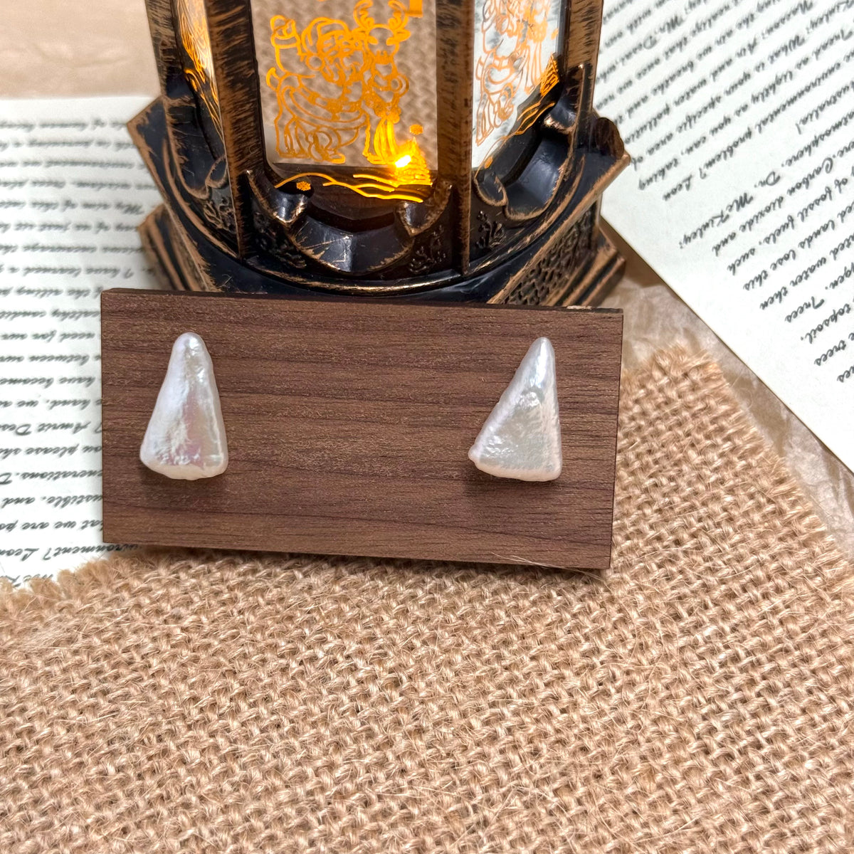 S925 Sterling Silver Christmas Tree Baroque Pearl Stud Earrings