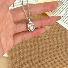 S925 Sterling Silver Natural Pearl Shell Pendant Necklace