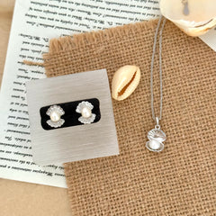 S925 Sterling Silver Natural Pearl & Shell Stud Earrings