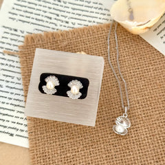 S925 Sterling Silver Natural Pearl & Shell Stud Earrings