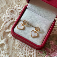 S925 Gold-Plated Enamel Drop Zircon Earrings