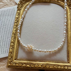 Natural Gradient Pearl Ball S925 Silver Necklace