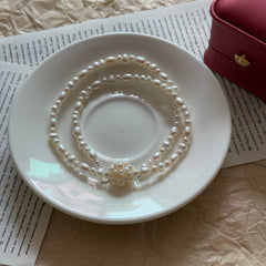 Natural Gradient Pearl Ball S925 Silver Necklace