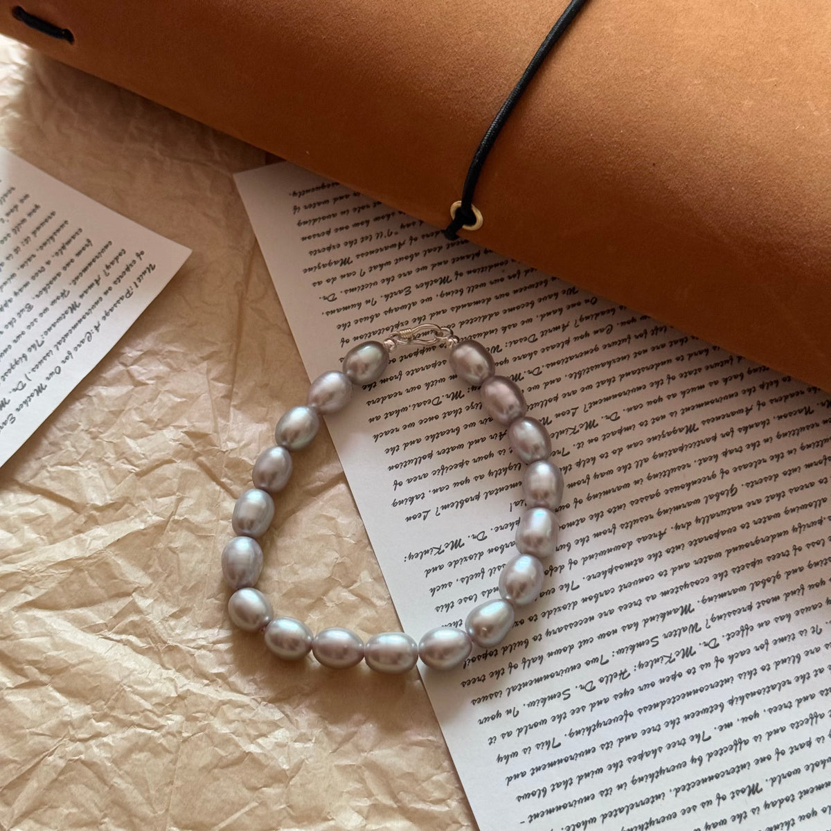 S925 Silver Platinum Gray Baroque Freshwater Pearl Bracelet