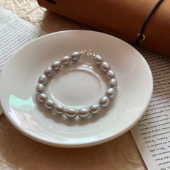 S925 Silver Platinum Gray Baroque Freshwater Pearl Bracelet