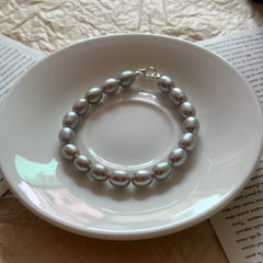 S925 Silver Platinum Gray Baroque Freshwater Pearl Bracelet