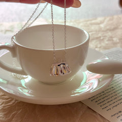 S925 Silver Hollow Handbag Pendant Necklace