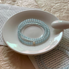 Aquamarine & Freshwater Pearl Double-Strand Bracelet