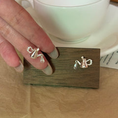 S925 Sterling Silver Teapot Zircon Stud Earrings