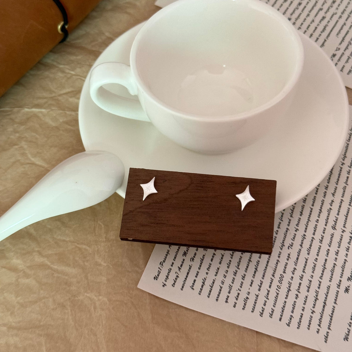 S925 Sterling Silver Matte Eight-Point Star Stud Earrings