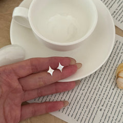 S925 Sterling Silver Matte Eight-Point Star Stud Earrings