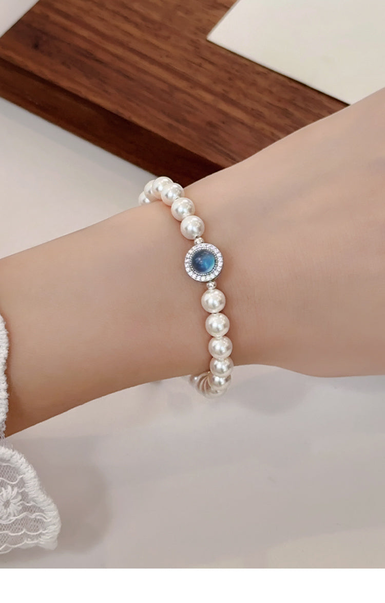 Ocean Glow - Aquamarine & Pearl Bracelet