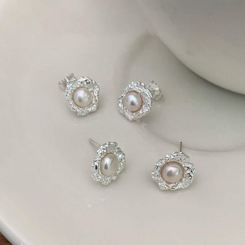 Camellia Pearl Stud Earrings