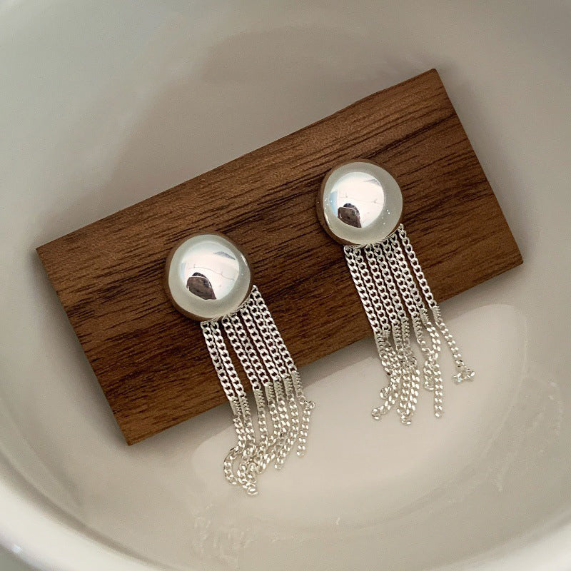 S925 Sterling Silver Smooth Tassel Earrings