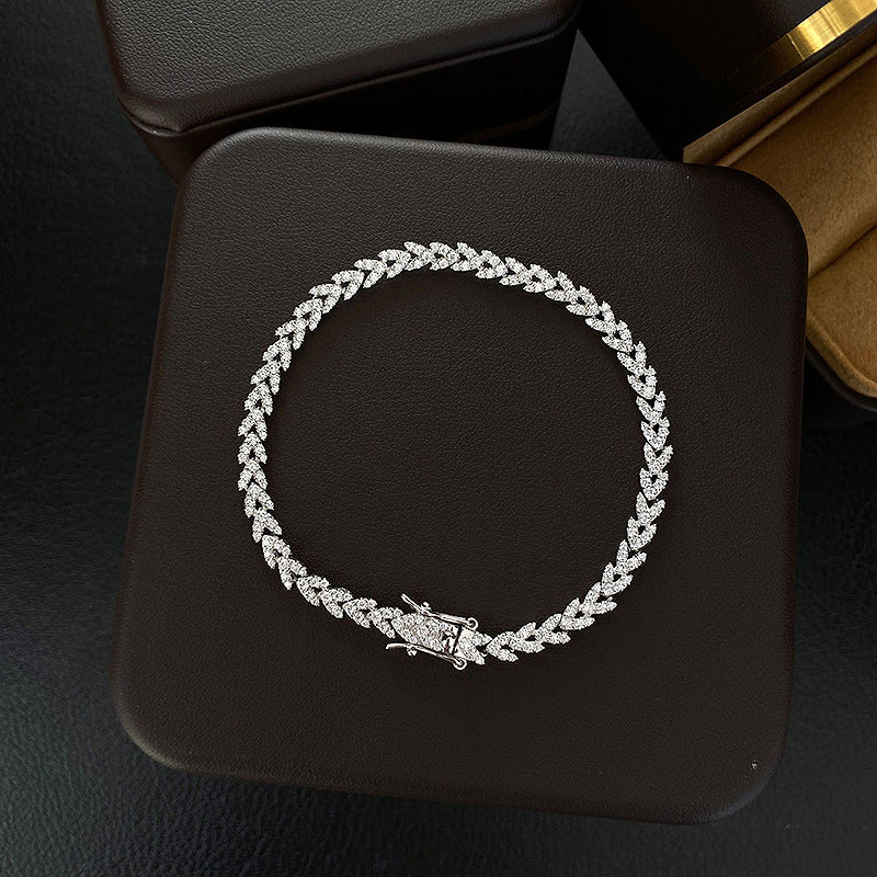 S925 Silver Wheat Zirconia Bracelet